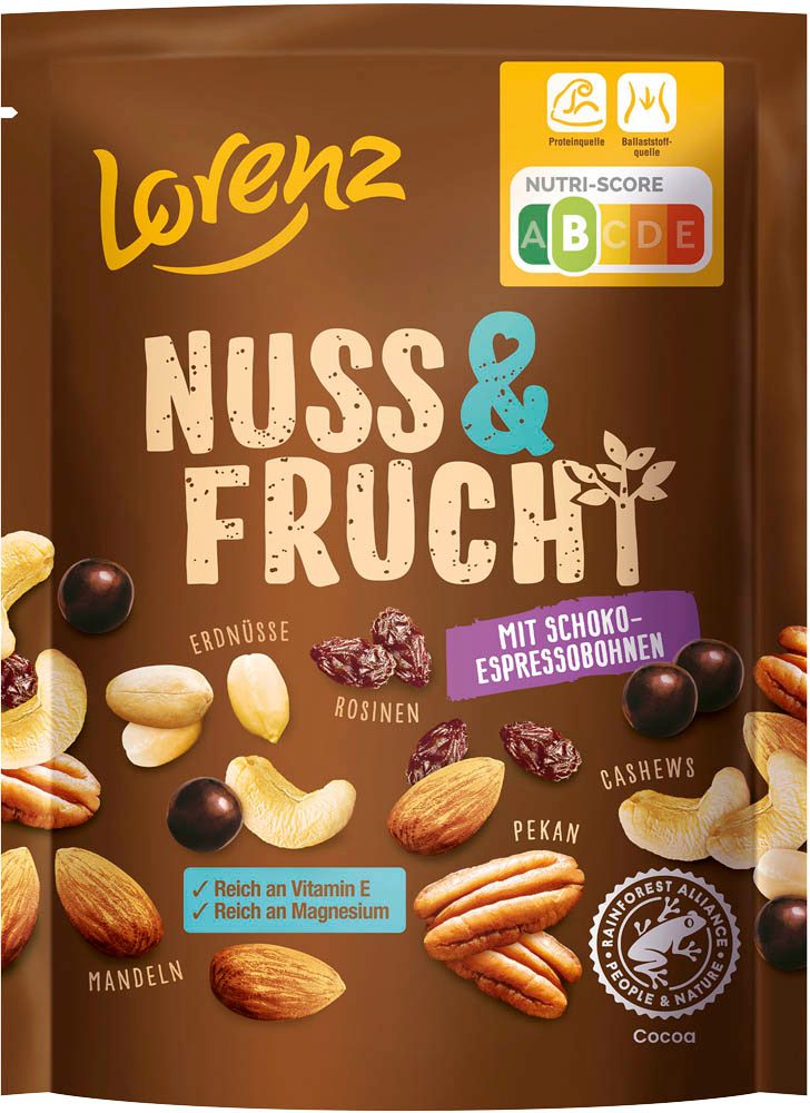 Lorenz Studentenfutter Nuss &amp; Frucht mit Schoko-Espressobohnen 100,0 g ...