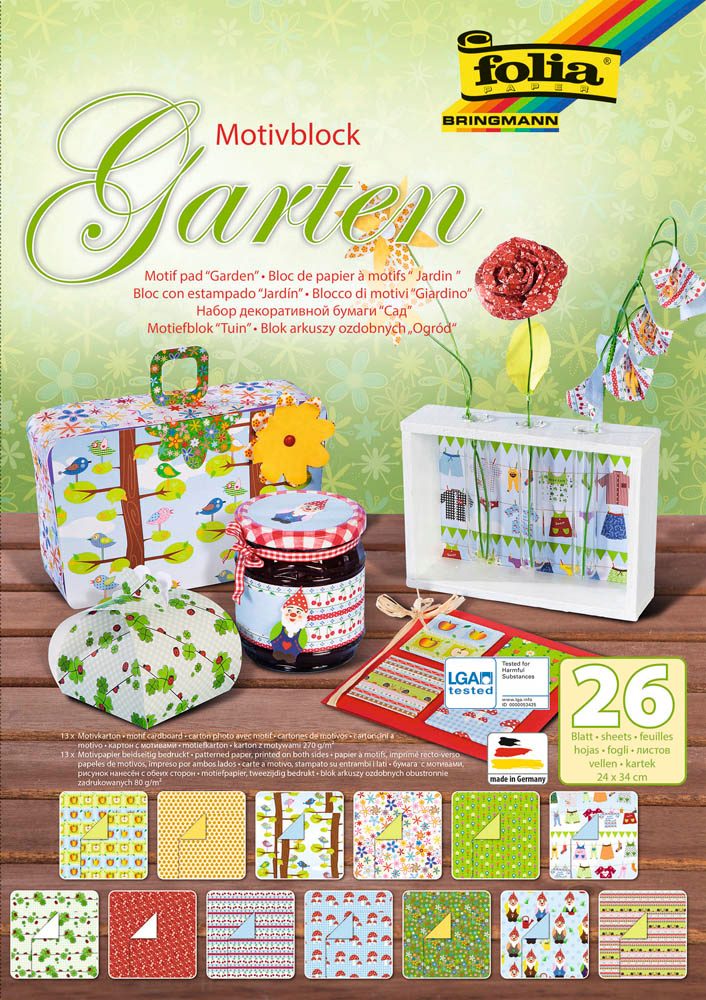 folia Motivblock Garten farbsortiert 80/270 g/qm 26 St. office discount