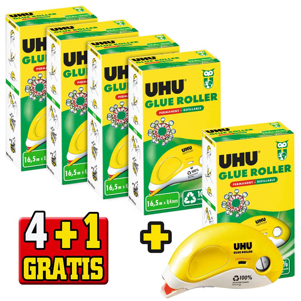 4 + 1 GRATIS: 4 UHU Kleberoller dauerhaft + GRATIS 1 St. | office discount