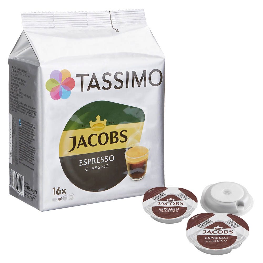 TASSIMO JACOBS ESPRESSO CLASSICO Kaffeediscs Arabica und Robustabohnen kraftig 16 Portionen office discount