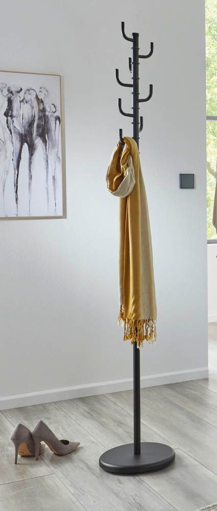 HAKU Möbel Kleiderständer 54527 schwarz Metall 10 Haken 40,0 x 175,0 cm