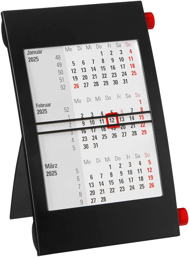 Tischkalender Drehkalender 2025/2026 schwarz/rot office discount